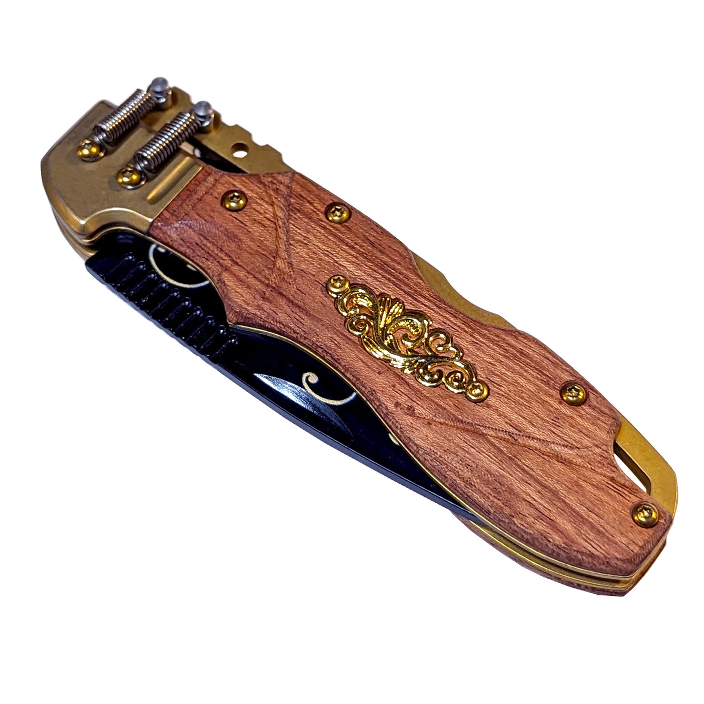 8" Steampunk Design Lockback Pocket Folding Knife With Color Coated Blade. For Collection, Everyday Carry and Outdoor Activity Tool Knife