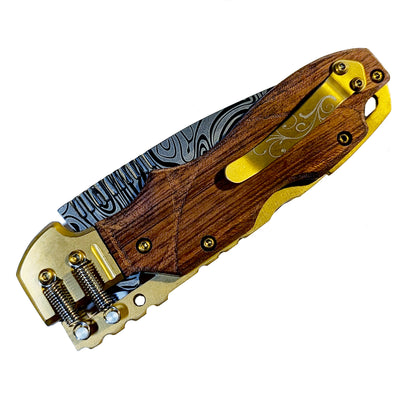 8" Steampunk Design Lockback Pocket Folding Knife With Color Coated Blade. For Collection, Everyday Carry and Outdoor Activity Tool Knife